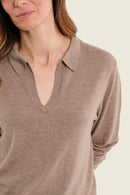 Moonlight Haze Polo Neck Jumper - Brown Coffee Quartz