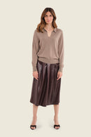 Moonlight Haze Polo Neck Jumper - Brown Coffee Quartz