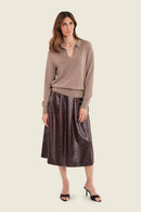 Moonlight Haze Polo Neck Jumper - Brown Coffee Quartz