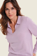 Moonlight Haze Polo Neck Jumper - Mauve Smoky Grape