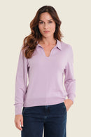 Moonlight Haze Polo Neck Jumper - Mauve Smoky Grape