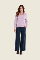 Moonlight Haze Polo Neck Jumper - Mauve Smoky Grape