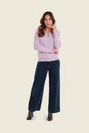 Moonlight Haze Polo Neck Jumper - Mauve Smoky Grape