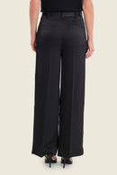Silver Dusk Satin Trousers - Black