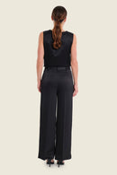 Silver Dusk Satin Trousers - Black