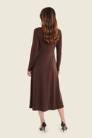 Moonlight Haze Knot Dress - Brown Coffee Bean
