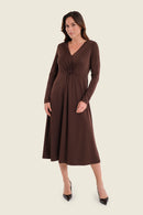 Moonlight Haze Knot Dress - Brown Coffee Bean