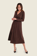 Moonlight Haze Knot Dress - Brown Coffee Bean