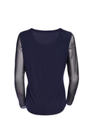 Mesh Sleeve Top - Navy