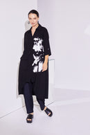 Long Placement Print Blouse - Black/white