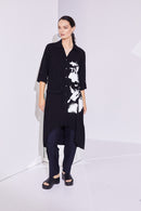 Long Placement Print Blouse - Black/white