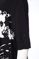 Long Placement Print Blouse - Black/white