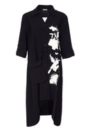 Long Placement Print Blouse - Black/white