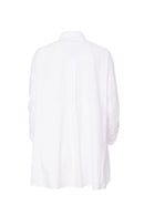 Cutaway Hem Print Panel Shirt - White/black