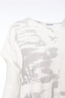 Print Square Shape Top - White/mink