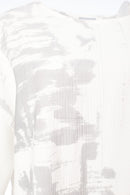 Print Square Shape Top - White/mink