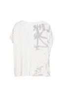 Print Square Shape Top - White/mink