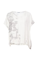 Print Square Shape Top - White/mink