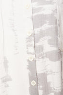 Print Button Blouse - White/mink
