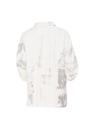 Print Button Blouse - White/mink