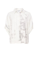 Print Button Blouse - White/mink