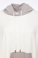 Contrast Colour Panels Hoodie - Cream/mink
