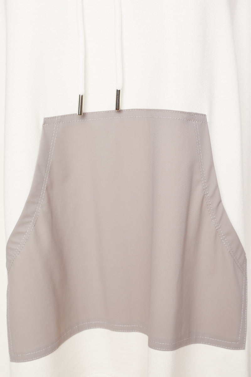 Contrast Colour Panels Hoodie - Cream/mink