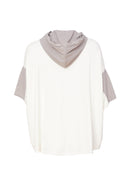 Contrast Colour Panels Hoodie - Cream/mink