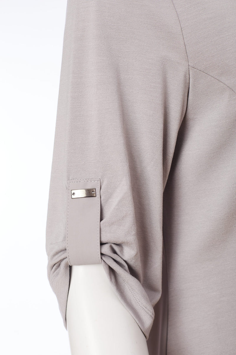 Drawstring Hem Jersey Dress - Mink