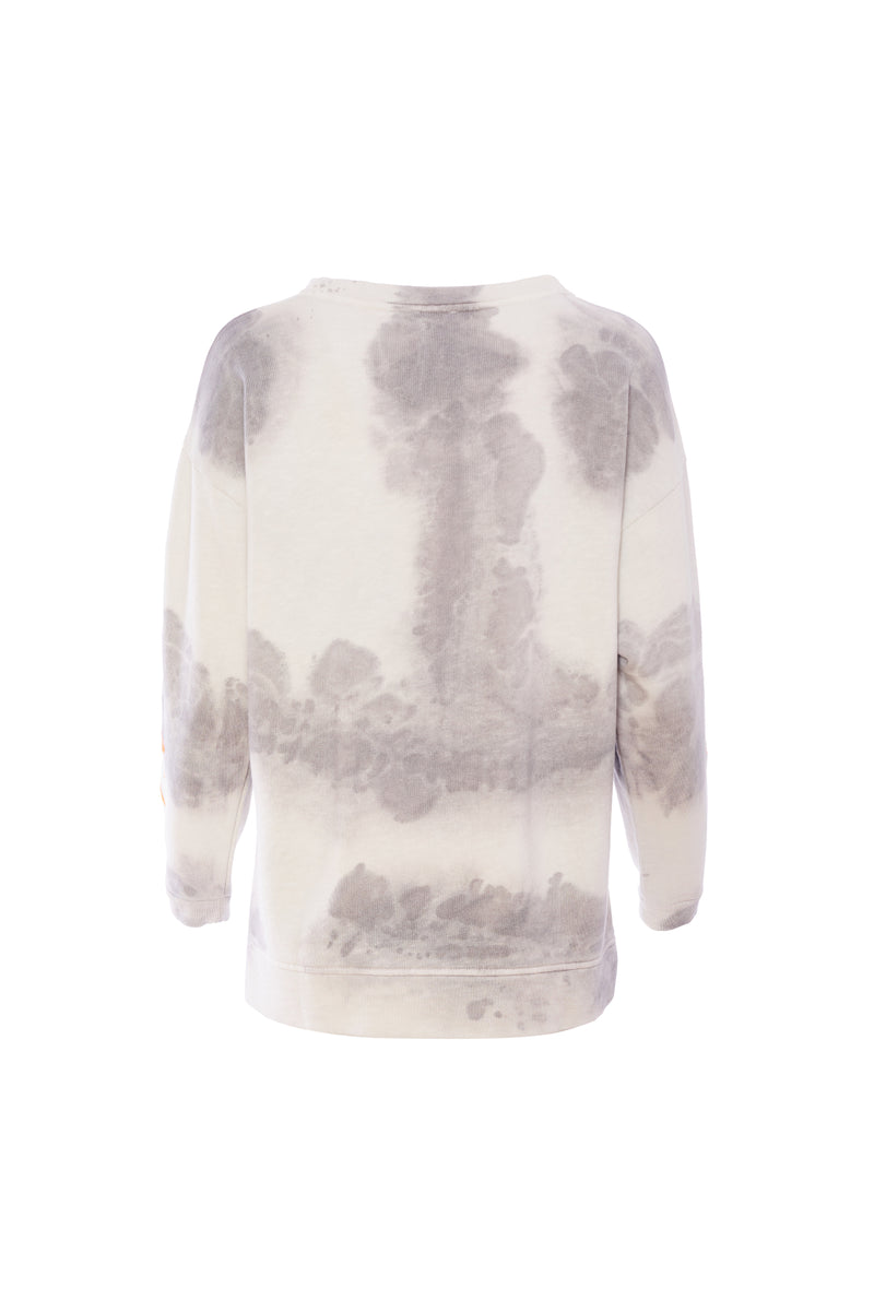 Embroidered Slv Tie Dye Sweatshirt - Mink