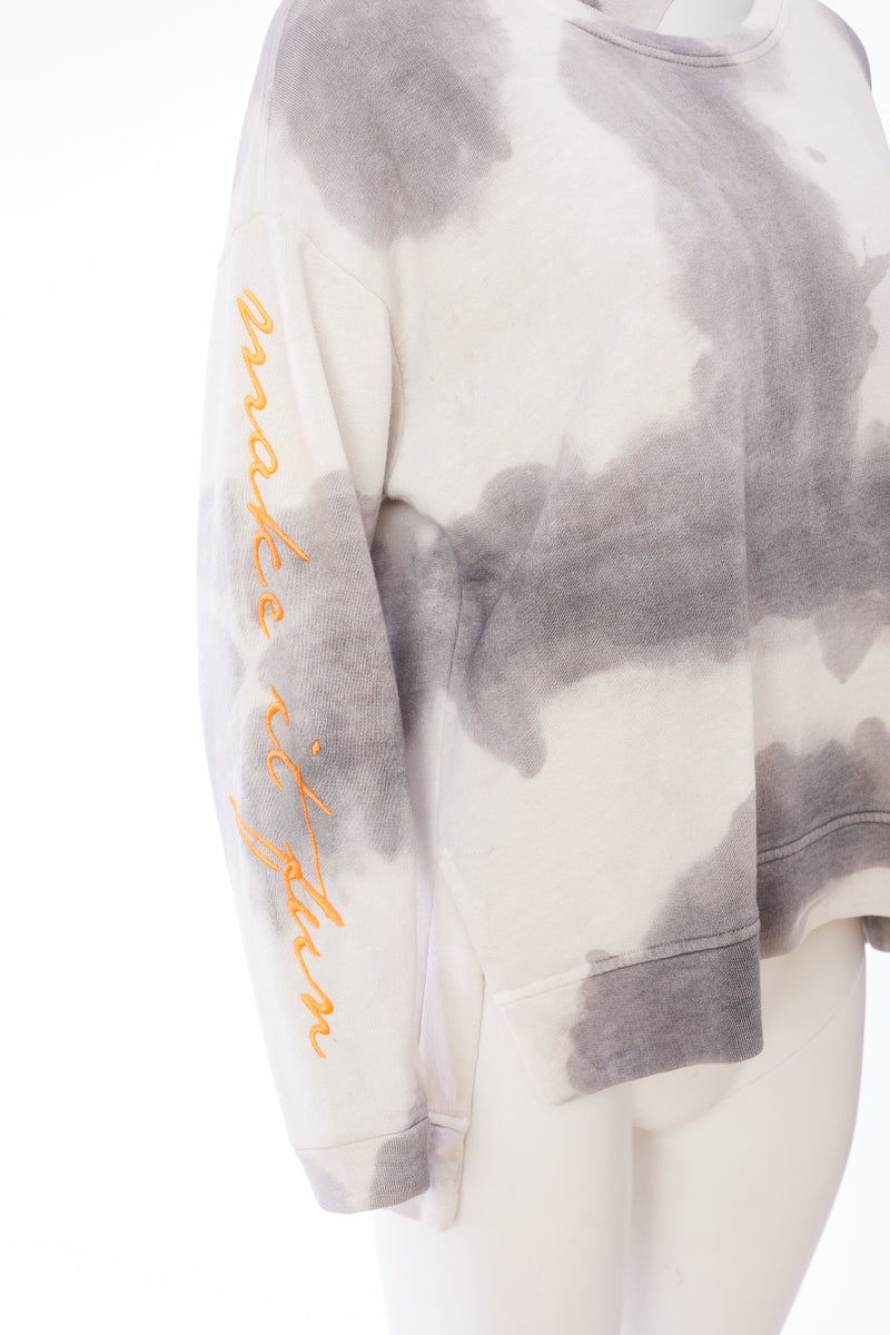 Embroidered Slv Tie Dye Sweatshirt - Mink