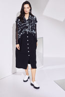 Contrast Hempanel Print Dress - Black/white