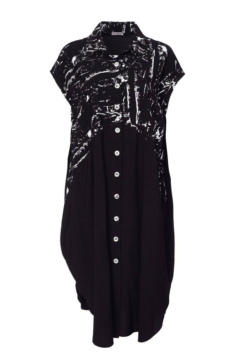 Contrast Hempanel Print Dress - Black/white
