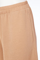 Elastic Waist Wide Leg Trouser - Tan