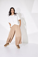 Elastic Waist Wide Leg Trouser - Tan