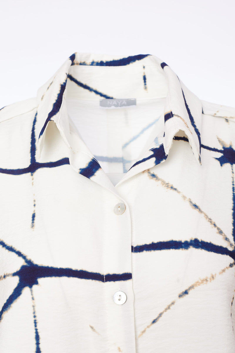 Batwing Blouse - White/navy