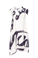 Cutaway Collar Dress - White/navy