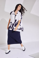 Short Revere Collar Jacket - White/navy