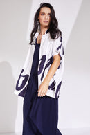 Short Revere Collar Jacket - White/navy