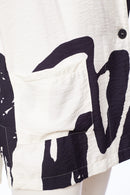 Short Revere Collar Jacket - White/navy