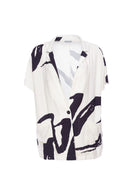 Short Revere Collar Jacket - White/navy