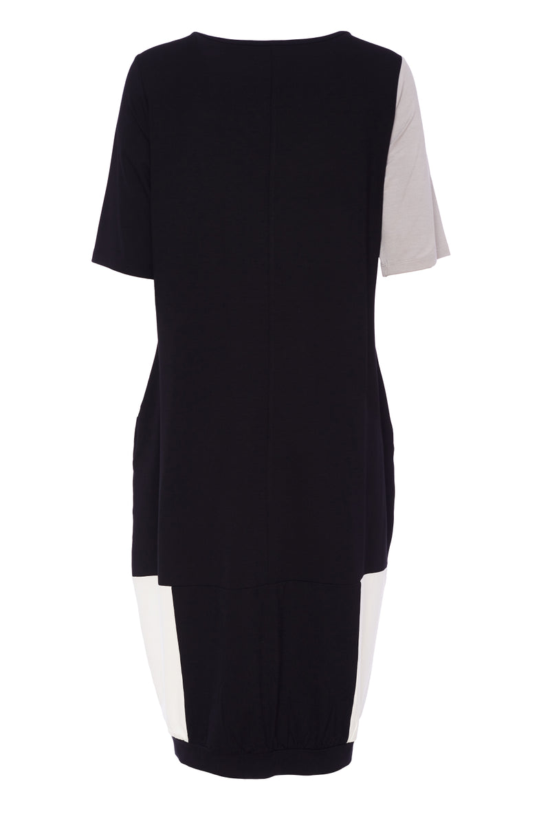 Block Colour Jersey Dress - Mink/black