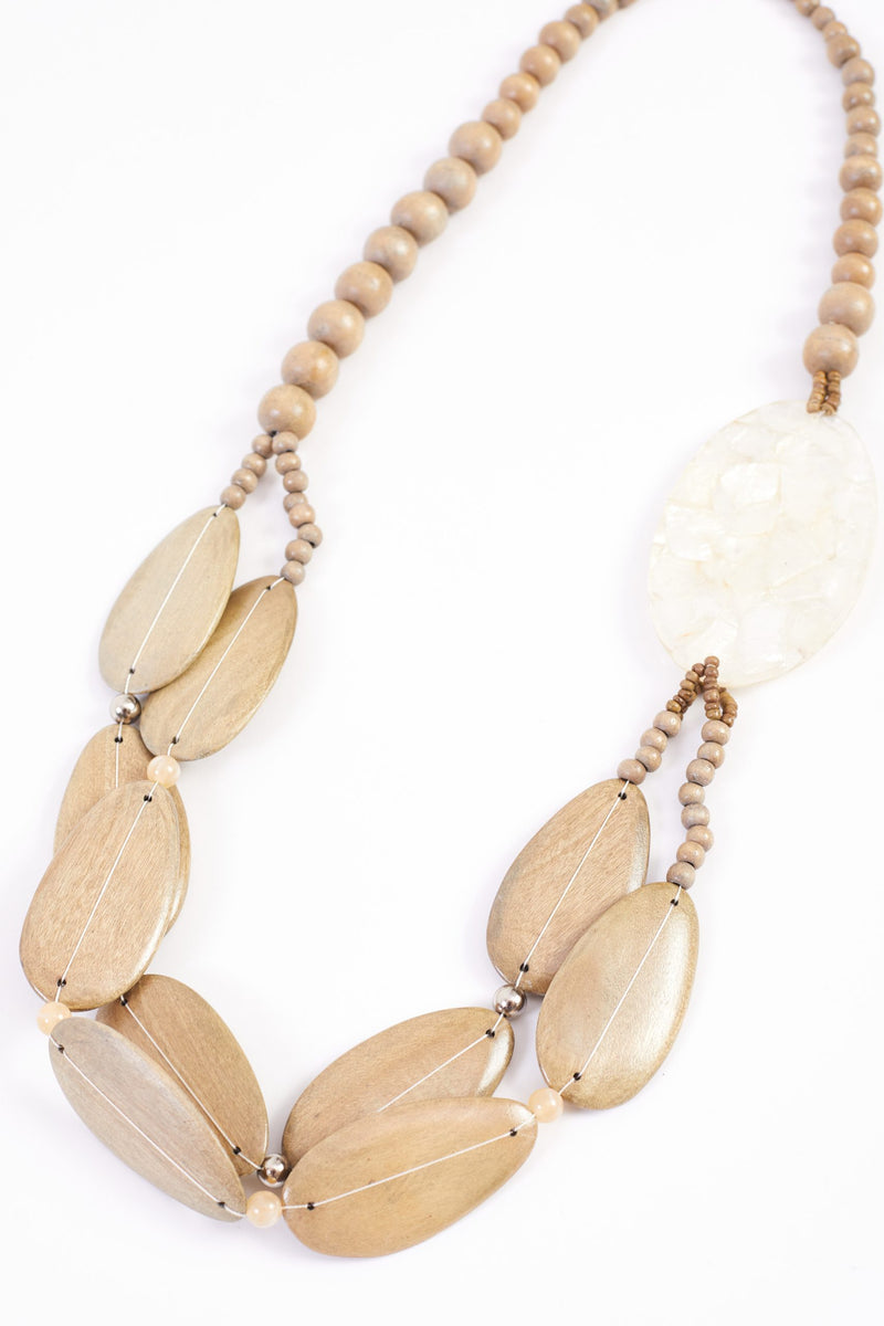 Metallic Look Stone Necklace - Champagne