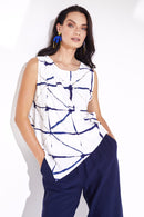 Mock Wrap Print Top - White/navy