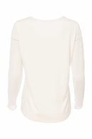 Mesh Sleeve Jersey Round Neck Top - Cream
