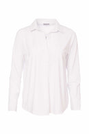 Jersey Collar And Cuff Detail Top - White