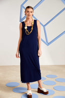 Basic Pocket Detail Jersey Dress - French Blue