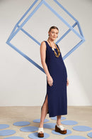 Basic Pocket Detail Jersey Dress - French Blue