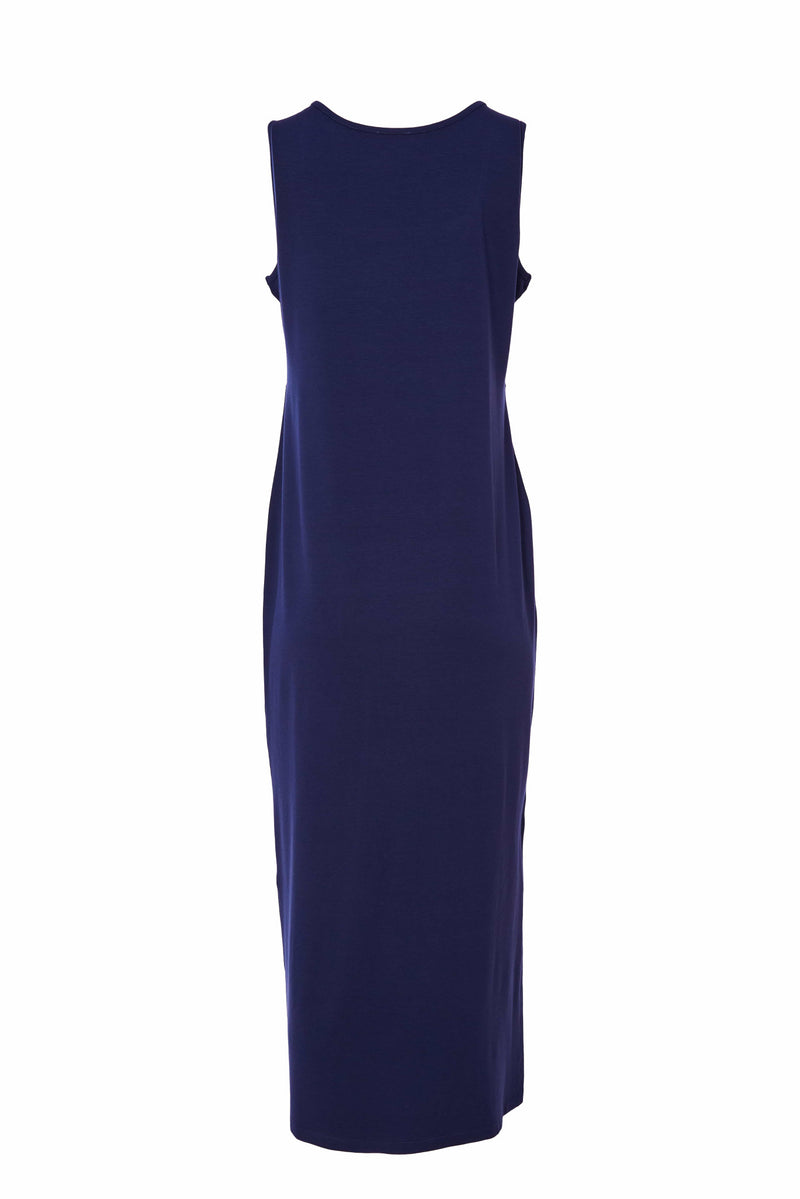 Basic Pocket Detail Jersey Dress - French Blue