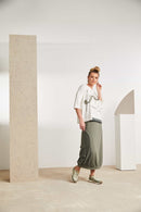 Contast Hem panel Placement Print Top - White/army